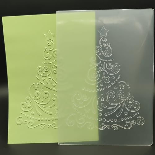 Kunststoff-Prägeschablone, Sterne, Weihnachtsbaum, 12,7 x 17,8 cm, Papierbasteln, strukturierte Eindrücke für Kartenherstellung, Scrapbooking Kunststoff-Prägeschablone, Sterne, Weihnachtsbaum, 12,7 x 17,8 cm, Papierbasteln, strukturierte Eindrücke für Kartenherstellung, Scrapbooking von OAIDVEUY
