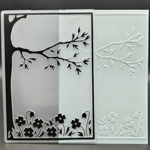 Prägeschablone aus Kunststoff, A6, Baum und Blumen, Hintergrund, Papierbasteln, strukturierte Eindrücke für Kartenherstellung, Scrapbooking Prägeschablone aus Kunststoff, A6, Baum und Blumen, Hintergrund, Papierbasteln, strukturierte Eindrücke für Kartenherstellung, Scrapbooking von OAIDVEUY