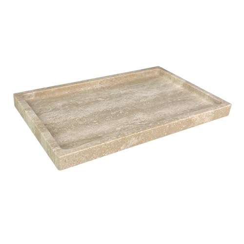 OAIQNUJ Natürliches Travertin-Tablett aus Marmor, für Badezimmer/Küche/Kommode, beige Travertin, 25,4 x 15,2 cm von OAIQNUJ