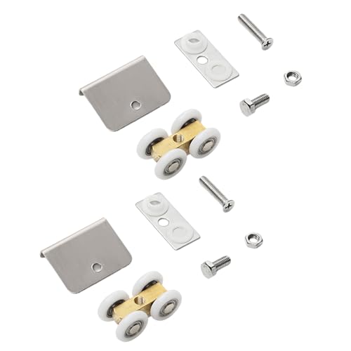 2pcs Verstellbare Schiebetür Rad Dusche Glastüren Rollen Vierrad Hanging Riemenscheibe Roller Easy Installation Badezimmer Duschtür Roller von OAJABBGE