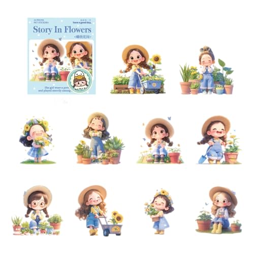 Cartoon Mädchen Aufkleber Belohnung Scrapbooking Landschaft Blumen Für Telefon Laptop Dekorative Cartoon Mädchen von OAJABBGE