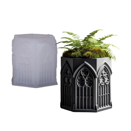 Multi Zweck Silikonform Für Harz Schmuck Behälter Kirche Fenster Pflanzer Und Dekorative Kerzenbehälter Handwerk Multi Zweck Silikonblumenpotform von OAJABBGE