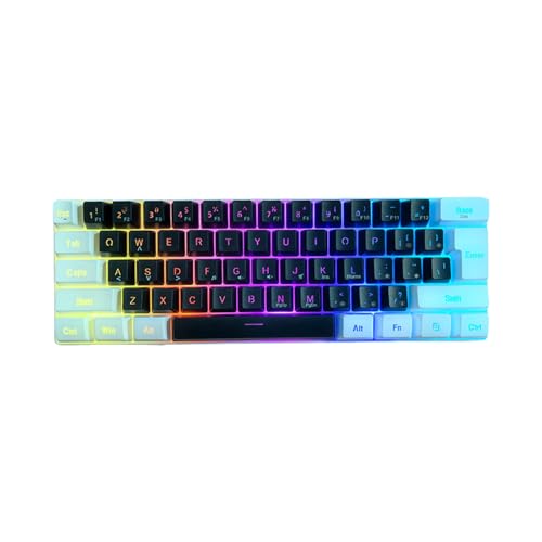 OAJABBGE Gaming Tastatur In Voller Größe LED LED Backbeleuchtung Keycap Ruhiger Computer 61 Tasten Kordelte Keyboards Für PC Desktop Office Travel Friendly Office von OAJABBGE