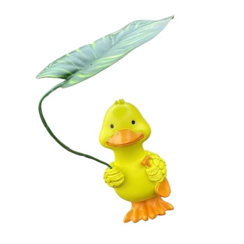 OAJABBGE Schöne Enten Gartenstatuen Mit Blättern Regenschirme Lustige Enten Figur Für Teichkanten Oder Bücherregal Wetterbeständiges Harze Gartendekoration von OAJABBGE