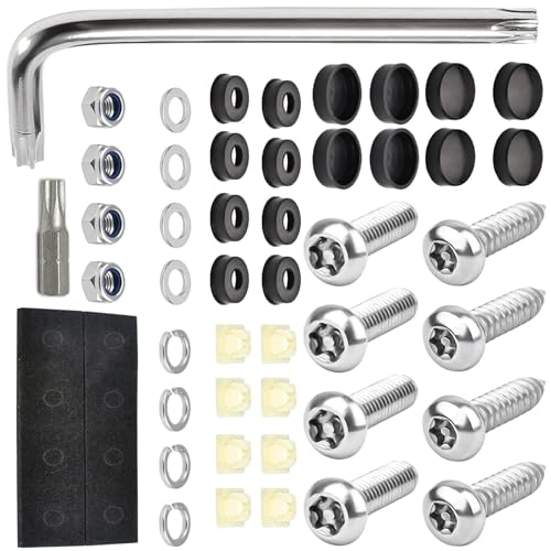 Professionelles Edelstahl Autodellplattenverletzungsschraube Set Komplettes Hardwarepaket Für US Fahrzeugregistrierung US Standard Nummernschildschrauben Geeignet von OAJABBGE