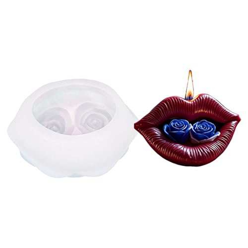 Rose Lippen Kerzenform Pleierthers Blüten Epoxidharz Guss Silikonform Ornament Blumen Silikonform Rosenlippenlippen Kerzenpflaster Gießen von OAJABBGE
