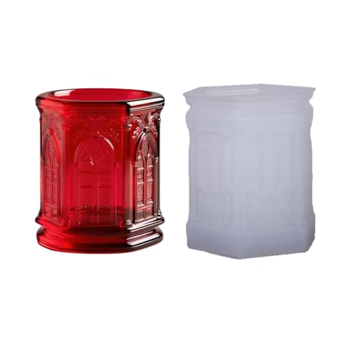 Wiederverwendbares Silikonschmuckschimmel Mit Kirchlichem Reliefmuster Für Harzzement Beton Kerzenbecher Handwerkskirche Fenster Relief Silikonhandwerksform von OAJABBGE