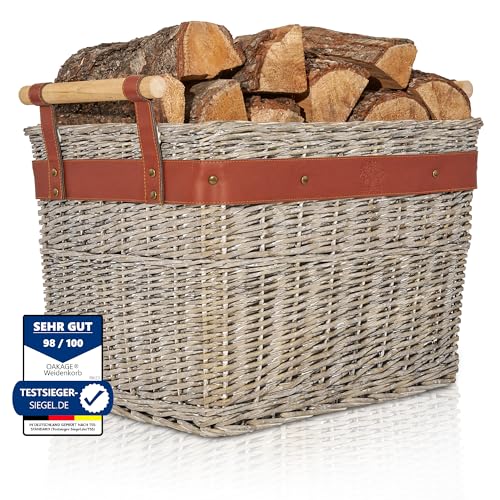 OAKAGE® Holzkorb für Kaminholz Groß aus Weide Kaminholzkorb Feuerholzkorb Brennholzkorb Weidenkorb Kaminkorb | Korb Kaufen von OAKAGE