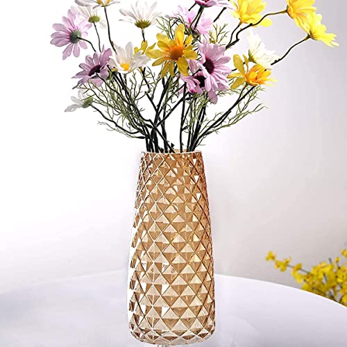 Vase Kristall Glasvase Höhe 22 cm Bernstein Blumenpflanze Modern Vasen Deko Ananasform Blumenvase, für Home Office Dekor Geschenk Hochzeit Einweihungsparty Feiern von OAKMO