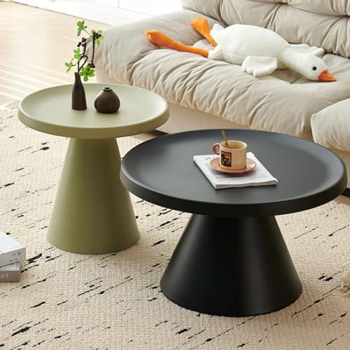 2er Set Couchtisch Rund Aus Stabilem Carbonstahl, Moderner Wohnzimmertisch Mit Kegelförmigem Gestell – Leicht Zu Montieren, Ideal Für Büro, Schlafzimmer Oder Kleine Räume(Green+Black) von OAKVYNE