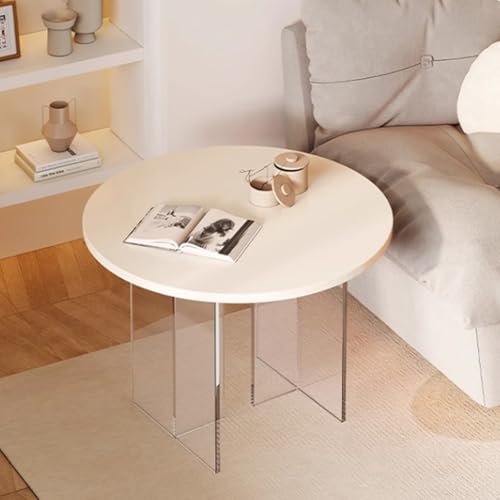 Moderner Couchtisch Rund 2er Set – Wohnzimmertisch mit Acrylfüßen & Leicht zu Reinigen – Platzsparend für Büro oder Schlafzimmer – Stabil und Elegant(50CM/19.6IN) von OAKVYNE
