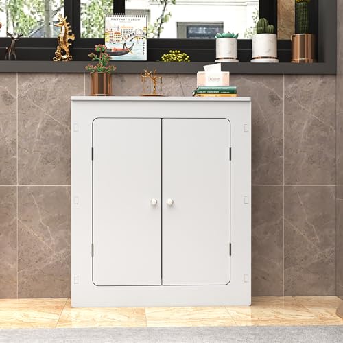 OAKVYNE Heizkörperverkleidung Holz Weiß Doppeltür-Lagerschrank, Heizkörper Abdeckung, Verkleidung Heizung, Leicht Zu Reinigen, Geeignet Für Die Inneneinrichtung(50 * 70 * 20cm) von OAKVYNE