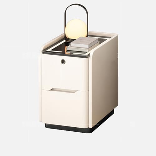 OAKVYNE Moderner Nachttisch 2er Set Moderner modischer Holzkommode mit Schubladen und Nachtkommode und LED für Schlafzimmer, Wohnzimmer intelligenter nachttisch mit geheimfach(White) von OAKVYNE