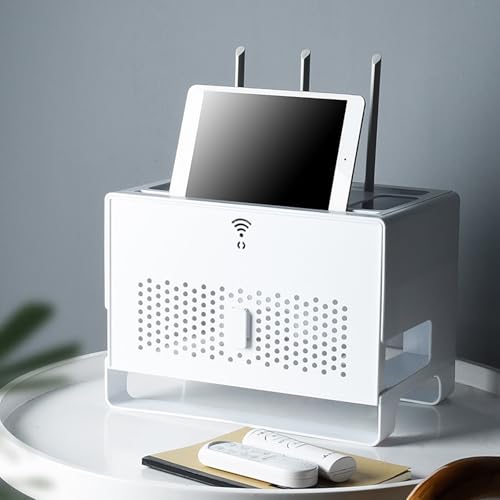 OAKVYNE Router Aufbewahrungsbox, WLAN Box Verstecken, Set-Top-Box-Rack, Doppelschichtige, Router Verstecken, Hohle Kabelmanagementbox Zur Wärmeableitung Auf Dem Desktop. OAKVYNE Router Aufbewahrungsbox, WLAN Box Verstecken, Set-Top-Box-Rack, Doppelschichtige, Router Verstecken, Hohle Kabelmanagementbox Zur Wärmeableitung Auf Dem Desktop. von OAKVYNE