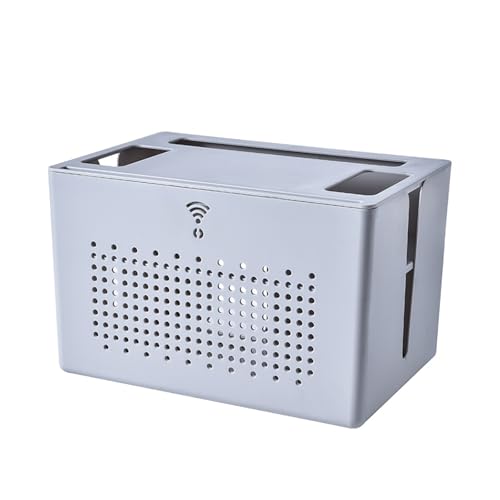 OAKVYNE Router-Aufbewahrungsbox, WLAN-Schrank Zum Verstecken Von Router Und Modem, WLAN-Router-Aufbewahrungsbox, Staubdichter Tragbarer Kabel-Organizer Fürs Büro, Weiß.(Gray) von OAKVYNE