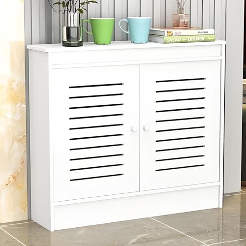 OAKVYNE Weiße Heizkörper Abdeckung Mit 2 Türen, Moderner Badezimmer-Unterschrank, Heizung Verkleidung, Wohnzimmer Heizung, Dekorative Heizkörperabdeckung, Dekorationsschrank.(90 * 90 * 20cm) von OAKVYNE