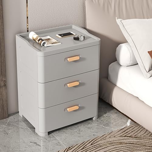 OAKVYNE Weißer Nachttisch Boho moderner Nachtschrank Moderner modischer modern, minimalistisch, 2er Set, mit Schubladen und viel Stauraum Beistelltisch Sofatisch für Schlafzimmer/Wohnzimmer(Gray-A) von OAKVYNE