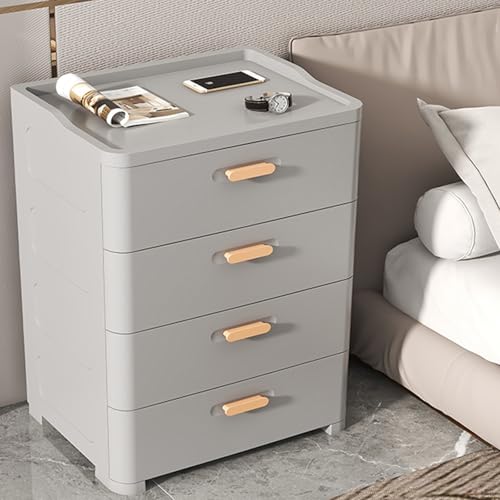 OAKVYNE Weißer Nachttisch Boho moderner Nachtschrank Moderner modischer modern, minimalistisch, 2er Set, mit Schubladen und viel Stauraum Beistelltisch Sofatisch für Schlafzimmer/Wohnzimmer(Gray-B) von OAKVYNE