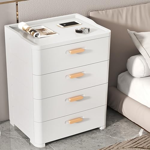OAKVYNE Weißer Nachttisch Boho moderner Nachtschrank Moderner modischer modern, minimalistisch, 2er Set, mit Schubladen und viel Stauraum Beistelltisch Sofatisch für Schlafzimmer/Wohnzimmer(White-B) von OAKVYNE