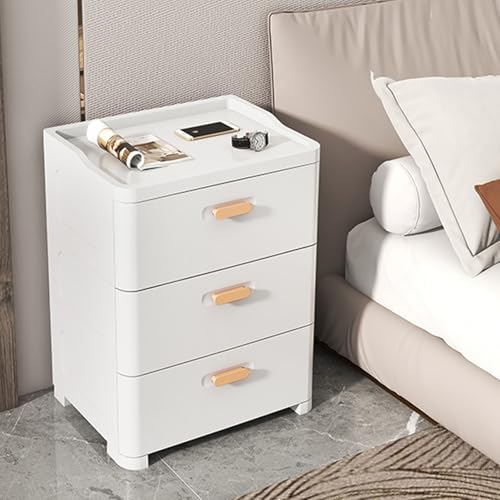 OAKVYNE Weißer Nachttisch Boho moderner Nachtschrank Moderner modischer modern, minimalistisch, 2er Set, mit Schubladen und viel Stauraum Beistelltisch Sofatisch für Schlafzimmer/Wohnzimmer(White-A) von OAKVYNE