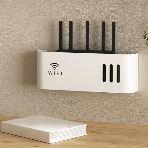 OAKVYNE WiFi-Router-Box-Hider, Wandmontage Kabel Organizer Box, Wandmontage WiFi-Aufbewahrungsbox, Set-Top-Box Kabel Router Kasten WLAN Verstecken Box(White) von OAKVYNE