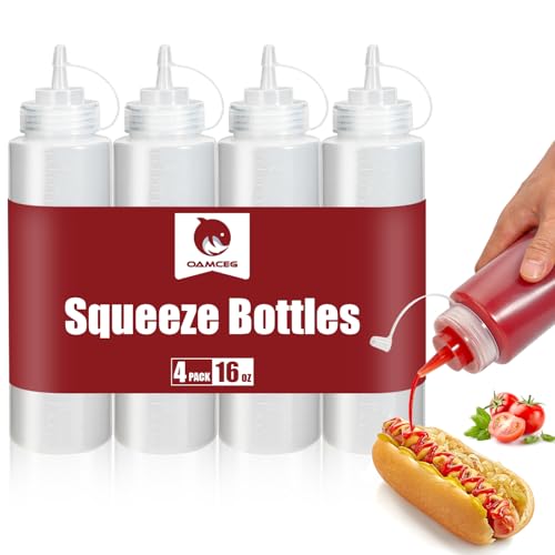 OAMCEG 16OZ Gewürz Squeeze Flaschen, 4 Stück Kunststoff WürzpressflaschenSqueeze Squirt Flasche mit Diskreten Messungen OAMCEG 16OZ Gewürz Squeeze Flaschen, 4 Stück Kunststoff WürzpressflaschenSqueeze Squirt Flasche mit Diskreten Messungen von OAMCEG