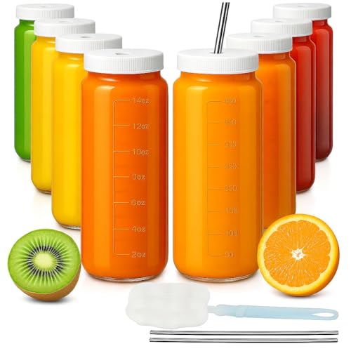 OAMCEG Glasflaschen 500ml mit Loch Deckel & Strohhalm – 16oz Trinkflasche aus Glas Saftflasche Smoothie Becher – Wiederverwendbare Glasflasche zum Befüllen für Wasser, Saft, Büro & Zuhause OAMCEG Glasflaschen 500ml mit Loch Deckel & Strohhalm – 16oz Trinkflasche aus Glas Saftflasche Smoothie Becher – Wiederverwendbare Glasflasche zum Befüllen für Wasser, Saft, Büro & Zuhause von OAMCEG