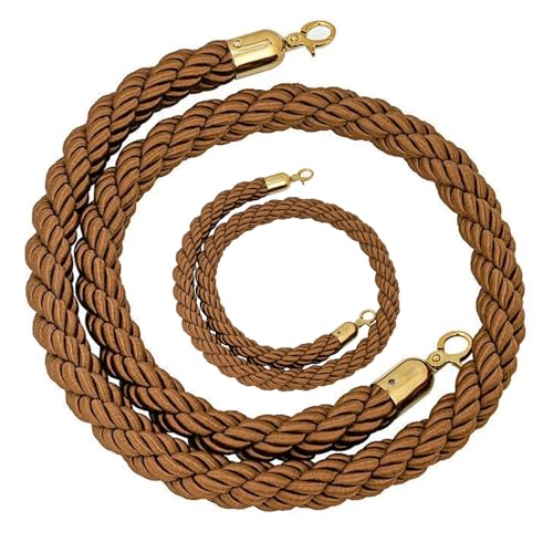 1 Stück 1/1,5/2/2,5/3 Meter Hanf-Absperrseil mit flexiblen Pfosten, Absperrkordel zur Kontrolle der Menschenmenge for Party-Trennwände aus Teppichen(Brown,3M) von OAOAO
