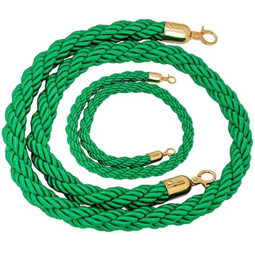 1 Stück 1/1,5/2/2,5/3 Meter Hanf-Absperrseil mit flexiblen Pfosten, Absperrkordel zur Kontrolle der Menschenmenge for Party-Trennwände aus Teppichen(Green,3M) von OAOAO