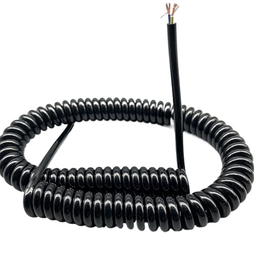 3-adriges Spiralfederkabel, 0,5 mm² - 2,5 mm², 3 Meter dehnbar, Teleskop-Netzkabel, Spanndraht, schwarz, 1 Stück(2.5mm²) von OAOAO