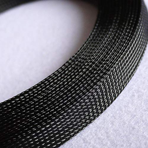 Bunte, erweiterbare, geflochtene PET-Kabelhülle, hochdichter Kabelschutzmantel, 3–14 mm Spiralwicklung, 1 Stück(Black,3MM*5M) von OAOAO