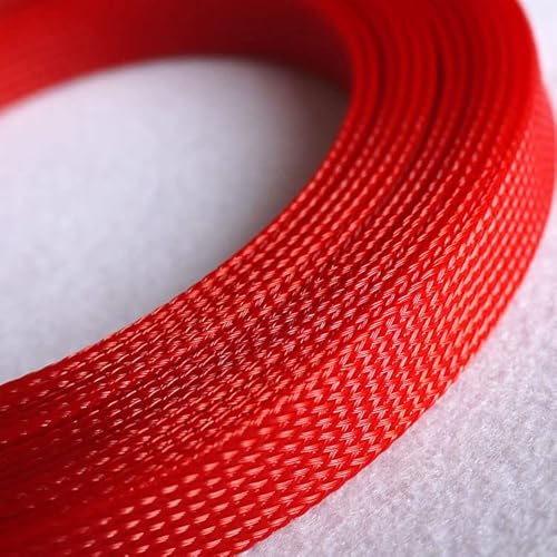 Bunte, erweiterbare, geflochtene PET-Kabelhülle, hochdichter Kabelschutzmantel, 3–14 mm Spiralwicklung, 1 Stück(Red,6MM*5M) von OAOAO