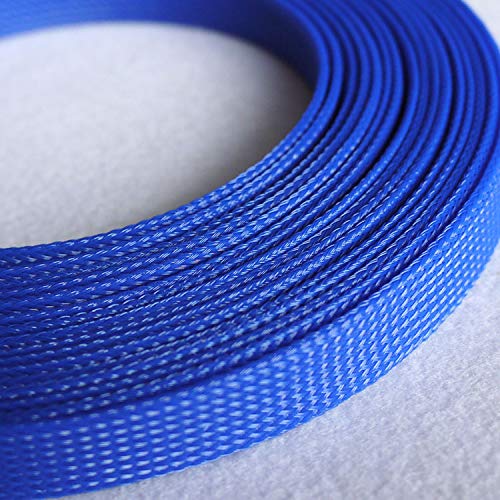Bunte, erweiterbare, geflochtene PET-Kabelhülle, hochdichter Kabelschutzmantel, 3–14 mm Spiralwicklung, 1 Stück(Sapphire blue,6MM*10M) von OAOAO