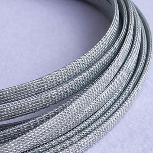 Bunte, erweiterbare, geflochtene PET-Kabelhülle, hochdichter Kabelschutzmantel, 3–14 mm Spiralwicklung, 1 Stück(Silver gray,12MM*5M) von OAOAO