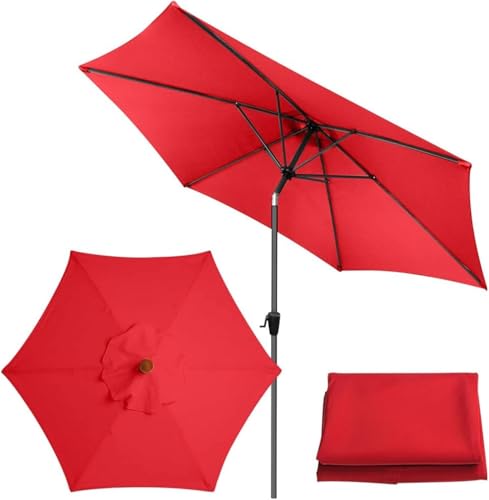 Ersatzdach for Terrassenschirme, Sonnenschutzabdeckung aus Polyestergewebe for Markttischschirme, 1 Stück(Red,2.7M/6ribs) von OAOAO