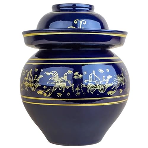 OAOAO Traditioneller chinesischer Gärtopf aus Porzellan mit Deckel, Einmachglas aus Steingut, 1 Stück(4.5kg) von OAOAO