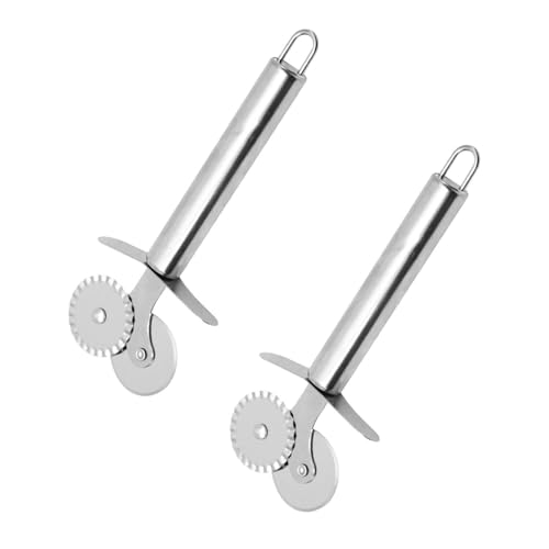 OAOSDH 2-Teiliges Doppelrad-Teigschneider, Multifunktions-Edelstahlschneider, Brotpizza-Rollenmesser, Küchenbackgadget. von OAOSDH