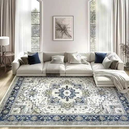 OAPOXU Teppich Retro Wohnzimmer Schlafzimmer Wohnzimmer Teppich Sofa Bohemian Große Fläche Art Deco Waschbare Fußmatten Dekoration 7.5'x5.2'/(L230xW160) cm Area Rugs von OAPOXU