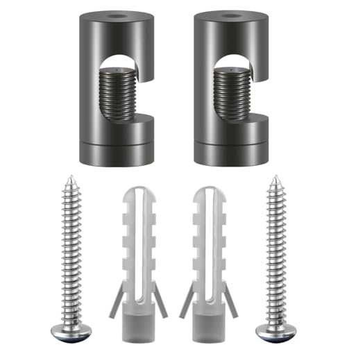 OASHISU 2 Stück Aluminiumlegierung Zweiteilige Wand- und Deckenpins für Textilkabel Deckenbefestigung Affenschaukel Aufputz-Kabelhalter für Lampe DIY mit Schrauben und Dübeln, Grau von OASHISU