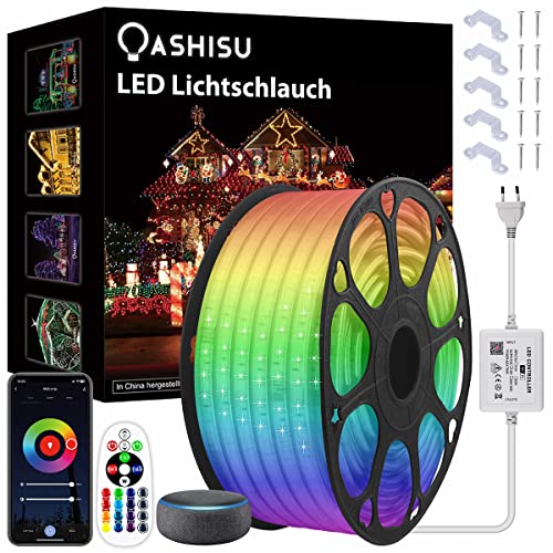OASHISU 2023 LED Lichtband RGB Strip Außen Bluetooth LED Streifen RF Fernbedienung Lichterschlauch Funktioniert mit Alexa & Google Assistant Wasserdicht IP65 Lichterkette App-Steuerung Musik-Sync 10M von OASHISU