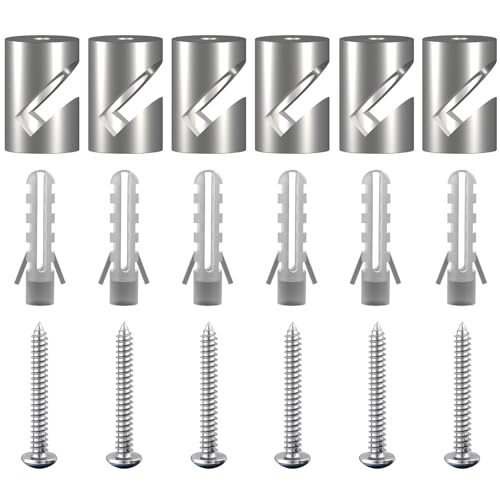 OASHISU 6 Stück Aluminiumlegierung Wand- und Deckenpins "V-Stil" Silbrig für Textilkabel Deckenbefestigung Affenschaukel Aufputz-Kabelhalter für Lampe DIY mit Schrauben und Dübeln von OASHISU