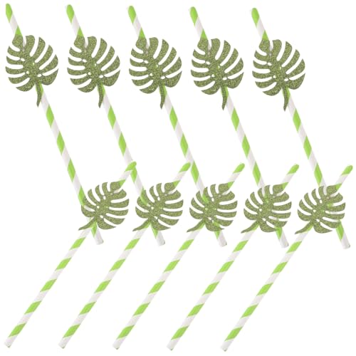 OATIPHO 10 Stück Monstera Papierstrohhalme für Partys Einweg Trinkhalme für Cocktails Sommerfeste Strand und und Farbenfroh von OATIPHO