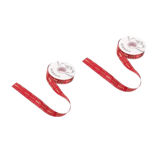 OATIPHO 2 Stück Love Polyester Band mit Goldfolie Dunkelrot Satinband für Valentinstag Geschenkverpackung Blumensträuße DIY Basteln Hochzeit Partydekoration von OATIPHO