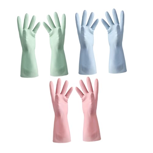 OATIPHO 3 Paare Wasserdichte Haushalts Handschuhe mit Flexiblem Sitz Schutz vor Chemikalien für Geschirrspülen Reinigung Gartenarbeit von OATIPHO