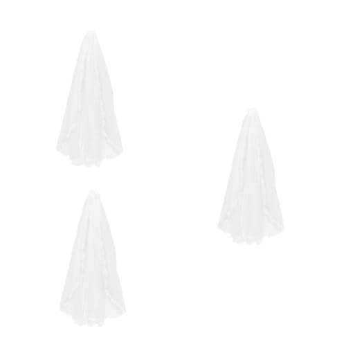 OATIPHO 3 Stück Weißer Brautschleier mit Blattspitze Großer Spitzen Hochzeitsschleier mit Kamm Leichter Romantischer Kopfschmuck für Outdoor Hochzeitsfeier von OATIPHO