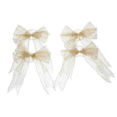 OATIPHO 4 Stück Glitzernde Weihnachtsbaum Schleifen Teiliges Goldene DIY Deko Bögen aus Polyester und PVC Wetterfest Vielseitig für Kränze Geschenke Haustür Festliche Weihnachts und von OATIPHO