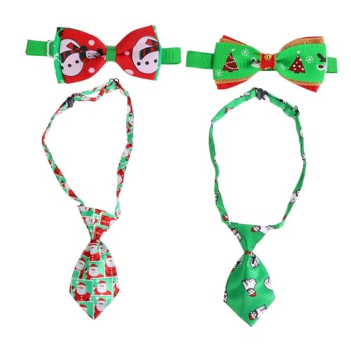 OATIPHO 4 Stück Haustier Krawatte Santa Krawatte Kätzchenhalsband süß Weihnachtskette Halsketten grüne Krawatte für Haustier verstellbares Haustierhalsband Katzen und Hunde binden Zubehör von OATIPHO