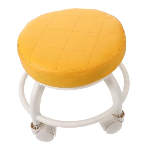 OATIPHO Pediküre Hocker Zu gepolstert Sitz Rollen Rad Salonhocker mit Rädern Ergonomisch Bürohocker Nagel Stuhl Kleiner Rollhocker Blumentopfständer Toiletten-Kinderzimmerhocker Pu Orange von OATIPHO