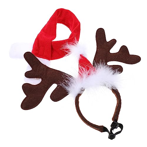 OATIPHO Weihnachtliches Haustier Teilig mit Weichem Plüsch Haarreif und Verstellbarem Hundeschal Festliches Zubehör für Hunde und Katzen für Weihnachtsfeiern und Fotoshootings von OATIPHO