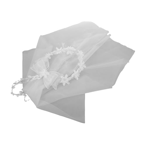 OATIPHO Weiße Braut Haarschleife mit Perlen und Rattan Leichter Schleier Kopfschmuck für Hochzeit Brautjungfern Party Romantisches Stirnband mit Schleife Elegantes Accessoire für Bräute von OATIPHO